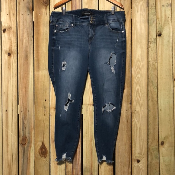 Torrid jeggings distressed jeans - Picture 3 of 7